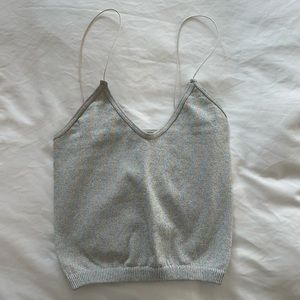 Free People Skinny Strap Brami, Sparkly White, Size XS/S